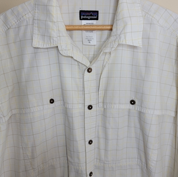 Patagonia | Ivory Brown Yellow Plaid Button Down Long Sleeve Shirt Size XL - Picture 3 of 4